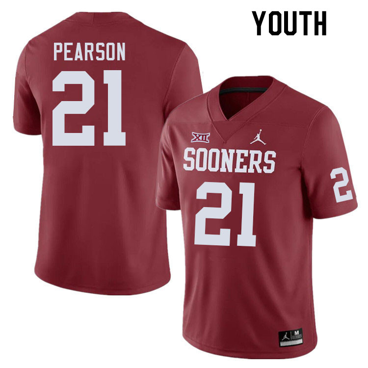 Youth #21 Reggie Pearson Oklahoma Sooners College Football Jerseys Stitched-Crimson - Click Image to Close